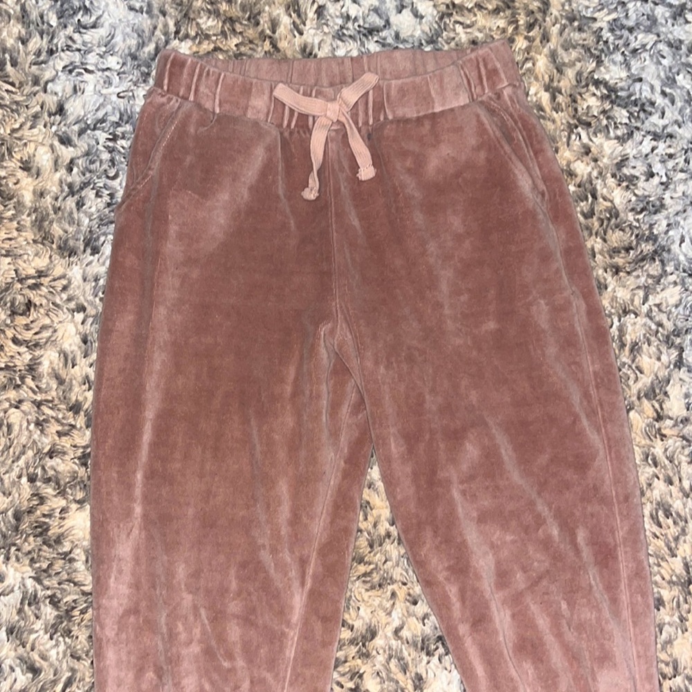 Dusty rose velvet sweats
